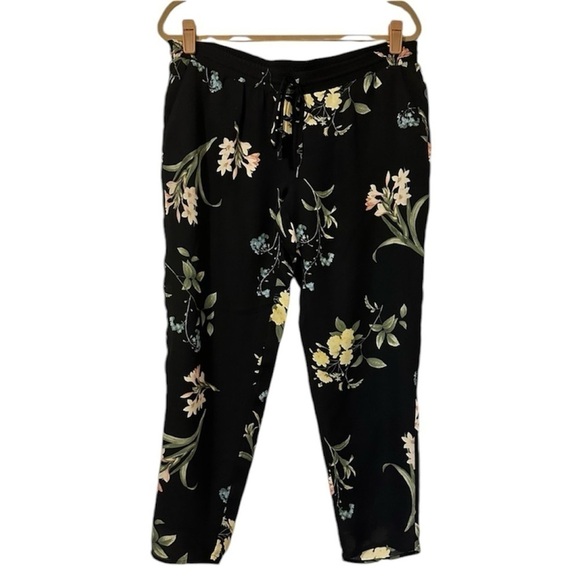 Joie Floral Silk Tie Waist Pants Womens Small Black - Picture 3 of 8
